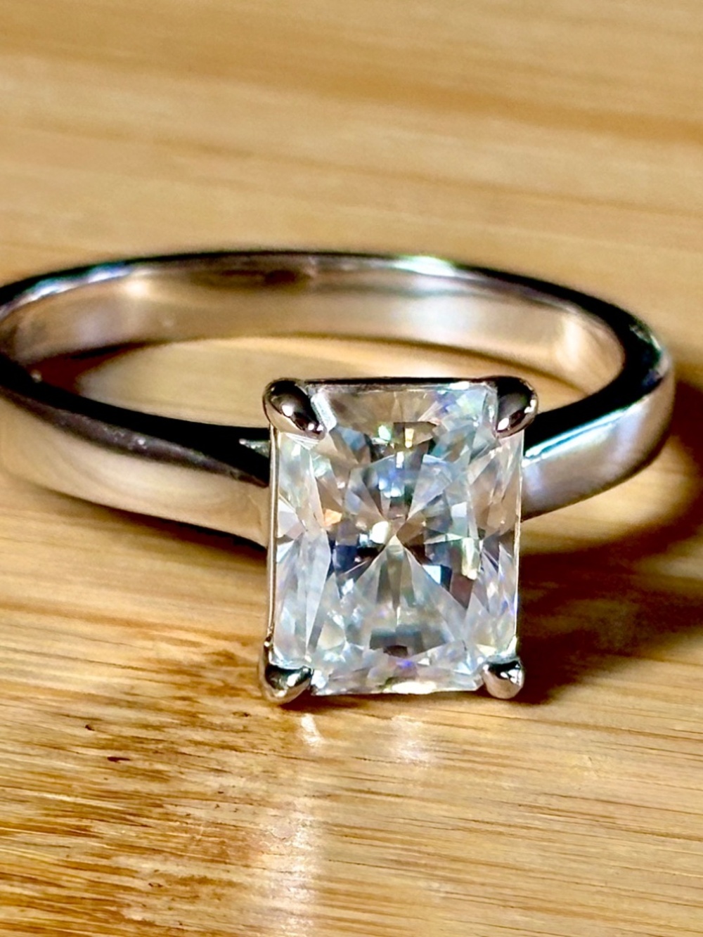 A certified 3ct radiant Moissanite solitaire in solid sterling silver and 18k! - Picture 6 of 16